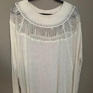 Free People Waffleknit and Lace Long Sleeve